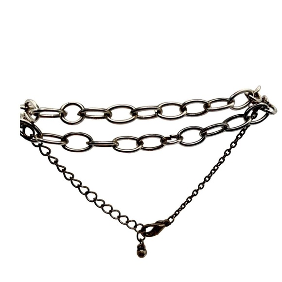 Vintage Layered Silver Chain & Purple Bead Necklace Bracelet Set N57 - Picture 5 of 9